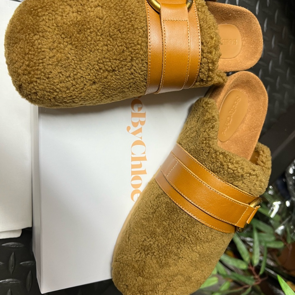 See by Chloe see by chloe women gema shearling mules slippers Size 39